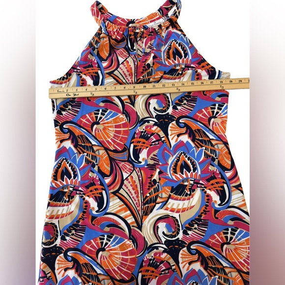 Jude Connally Pink and Orange Patterned Halter Dress, Medium - Picture 5 of 7